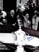 Football Autographed TOTTENHAM 16 x 12 photos x 2 - B/W, depicting Tottenham captain DAVE MACKAY