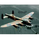 WW2 John Oliver Lancaster DFC CEng FRAeS Personally Signed 10x8 Colourised Lancaster Bomber Photo.