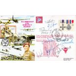 Multi Signed 50th Anniversary of the Glider Pilot Regiment Flown FDC With Stamps and Postmarks.