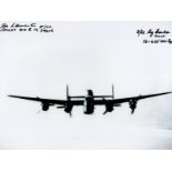 Flt Lt Reg Barker and Test Pilot John Lancaster DFC Signed 10x8 Black and White Photo. Signed in