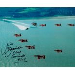 Concorde Pilot Mike Bannister Signed 10x8 Colour Photo showing Concorde flying alongside Red Arrows.