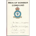 RAF Bomber Command Signed Bookplate, Signatures include Sqn Ldr Ian Hewitt DFC, W O Phil Bates,