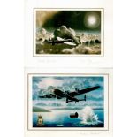 Aviation Artist Brian Pech Signed 2 Cards with Photos of his Prints glued on the front,