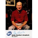 Bobby Charlton signed 6x4 Sky Sports colour promo photo. Good condition. All autographs come with