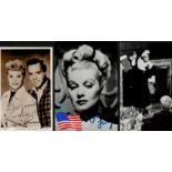 Lucille Ball and Desi Arnaz signed 6x4 black and white photo and two Lucille Ball signed 6x4 photos.