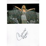 Celine Dion 12x8 signature piece includes signed album page and a colour photo fixed to A4 sheet.