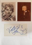 Penny Singleton collection includes two signed photos and a 6x3 signed album page all affixed to