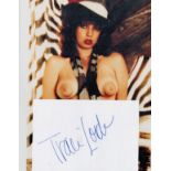 Traci Lords signature piece includes signed 6x4 album page and 10x8 colour nude photo. Good