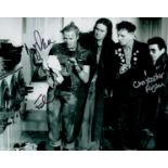 Young Ones multi signed 10x8 black and white photo signed by cast members Adrian Edmondson, Nigel