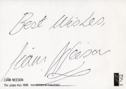 Liam Neeson signed The Judas Kiss black and white promo photo signature on reverse. Good