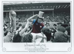 Football. Trevor Brooking Signed 16x12 inch colourised photo. Autographed editions, Limited edition.