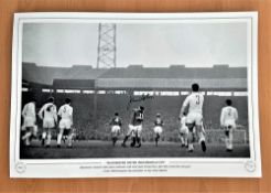 Football, John Aston signed 12x18 black and white photo. Pictured as Manchester united celebrates