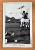 Football, Peter McParland signed 12x18 black and white photo. Pictured as he celebrates none of
