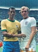 Football, Carlos Alberto signed 12x16 colour photo. Pictured before England and Brazil's 1970
