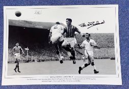 Football, Peter McParland signed 12x18 black and white photograph. Photo shows McParland, playing