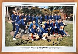 Football, Martin Peters and Sir Geoff Hurst signed 12x18 colour photo. Picturing the 1966 World