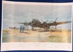 WW2 Print approx 18 x 27 Flight Engineers Report by Maurice Gardner Multi Signed by over 25 Bomber