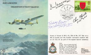 WW2 Dambusters Tom Bennett, Terry Kearns and Chan Chandler Personally Signed RAF B30 Avro