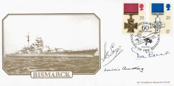World War II 60TH Anniversary sinking of the Bismark commemorative multi signed FDC includes 3
