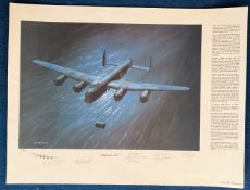 WW2 Print approx 20 x 27 Moonlight Run by the artist Ivan Berryman Multi Signed by Douglas Webb, Ray