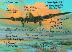 Aviation Artist Robert Taylor Multi Signed Christmas Card by 13 Bomber Command Veterans. Inside of