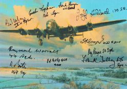 Aviation Artist Robert Taylor Multi Signed Christmas Card by 10 Bomber Command Veterans. Inside of