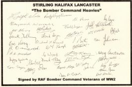 World War II Stirling Halifax Lancaster The Bomber Command Heavies multi signed A4 page includes