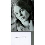 Michelle Phillips signed 5 x 3. 5 white card, signed in black pen. Michelle Phillips the American