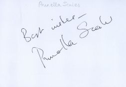 Prunella Scales signed 6 x 4 white card, signed in black pen. English actress Prunella Scales best