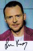 Simon Pegg signed 6 x 4 head and shoulders promotional picture signed in black sharpie pen. Pegg has