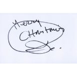 Jon Anderson signed 6 x 4 white card, signed in black sharpie pen. Jon Anderson former lead singer