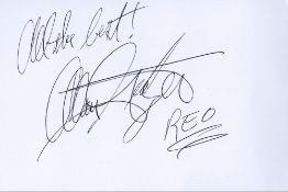 Alan Gratzer signed 6 x 4 white card, signed in black biro. REO Speedwagon drummer Alan Gratzer