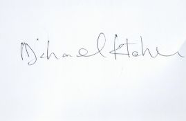 Michael Kitchen signed 6 x 4 white card, signed in black biro. English actor Michael Kitchen best