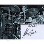Kenney Jones signed 6 x 4 white card, signed in black sharpie pen, Kenney Jones drummer of the Small