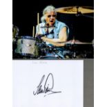 Ian Paice signed 6 x 4 white card, signed in black sharpie pen. Ian Paice the drummer of Deep