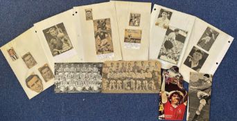 Vintage Football Collection of 10 items with Various and Multiple signatures. Signatures from Len
