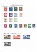 GB - QEII stamp collection on loose album page. 22 stamps. All mint. 1955 1968 castles. 1952 1954