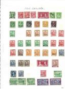Stamp collection in burgundy album. 39 pages of New Zealand stamps. Some early material. Good