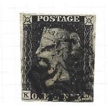 GB 1840 SG2 1d black stamp on stockcard. Cat value £350. Good condition. We combine postage on