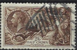 GB seahorse 2 6d brown GV stamp on stockcard. Good condition. We combine postage on multiple winning