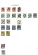 Assorted QV GB stamps on loose album page. 22 stamps. Good condition. We combine postage on multiple