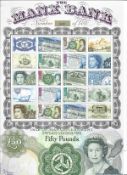 Isle of Man special stamp sheet. UNUSED, Made by The Manx bank number 240 of 500. Includes 10 stamps