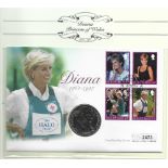 Princess Diana collection. 12 items. 2 coin stamp covers, Isle of Man and Gibraltar. Stamps and