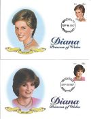 Princess Diana collection. 18 items. Incudes covers, stamps and minisheets. FDI 19 9 97 Nevis.
