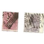 1855 QV GB stamps on stockcard. 66q 4d red and 70 6d lilac. 2 stamps. Good condition. We combine