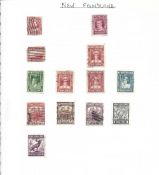 Assorted stamp collection on 22 loose album pages. Contains stamps from Norway, Newfoundland,