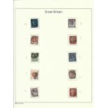 QV stamps on album page. GB. 10 stamps. Cat value approx £100. Good condition. We combine postage on