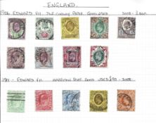 EVII stamp collection on loose album page. 14 stamps. Cat value approx £300. Good condition. We