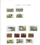 BCW stamp collection on 19 loose album pages. Includes Venda, Vanuatu, Zimbabwe, Zaire, Zambia and
