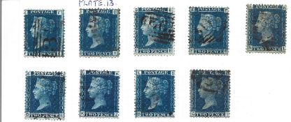 SG45 9 stamps on cut album page. 2d blue. Good condition. We combine postage on multiple winning